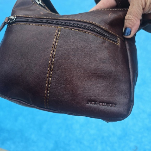 Jack Georges Voyager Hobo Bag Crossbody 11 x 10 x 3.25 Genuine Leather - Picture 2 of 10